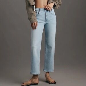 NEW MOTHER Rambler Straight Leg Ankle Jean 27 $248 Light Wash Anthropologie